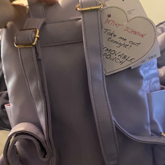 Betsey Johnson Lavender Quilted Backpack with Gold Accent - Picture 4 of 7